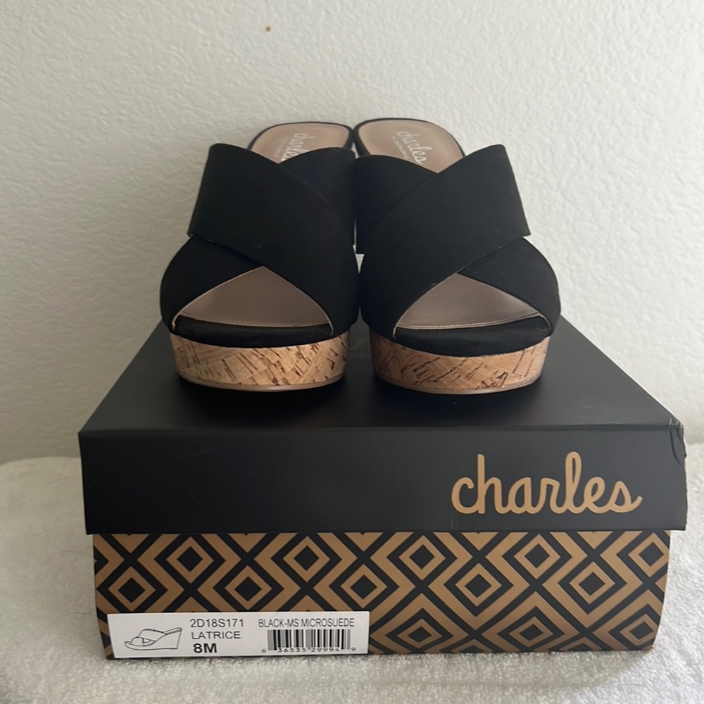 Charles by Charles David Black Latrice Wedge size 8